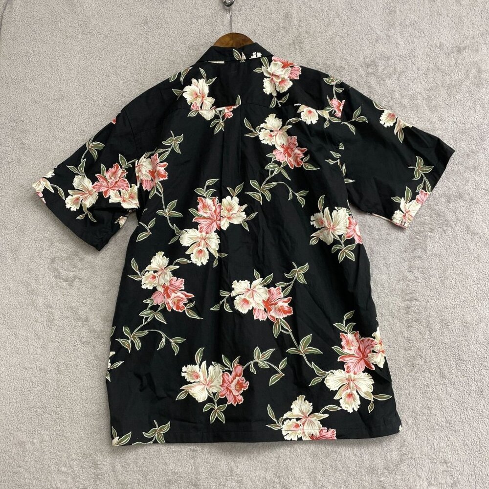 Cooke Street Men's XL Hawaiian Shirt Black Floral 100% Cotton N0709 - Picture 2 of 7